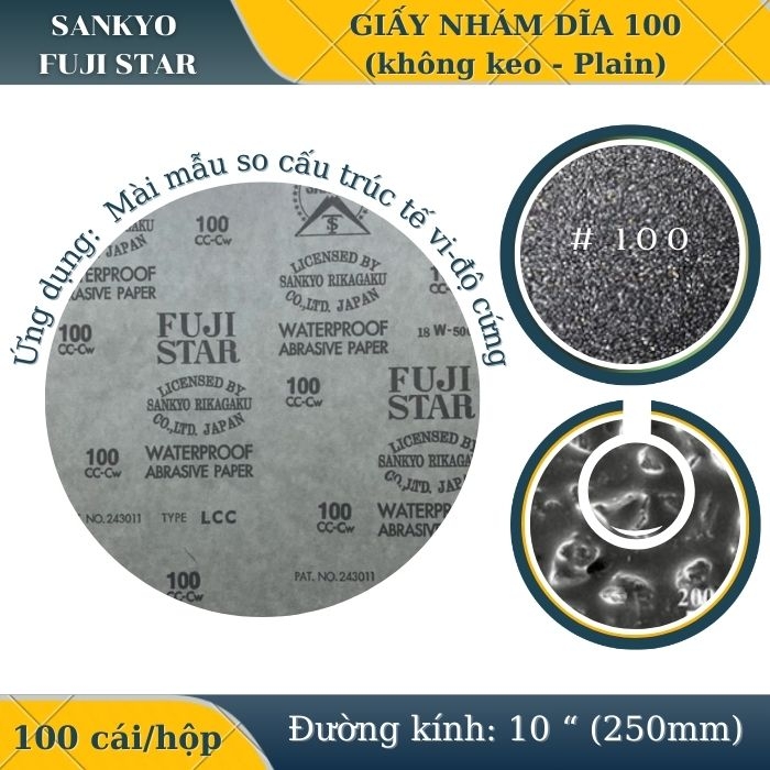 Giấy nhám dĩa 100 10” (Không có keo-Plain) Sankyo – Nhật Bản