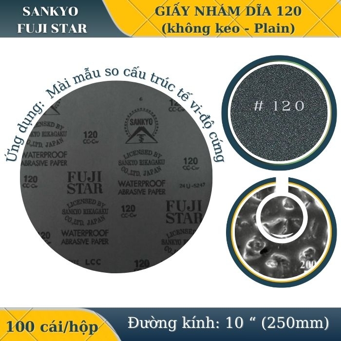 Giấy nhám dĩa 120 10” (Không có keo-Plain) Sankyo – Nhật Bản