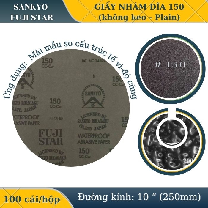 Giấy nhám dĩa 150 10” (Không có keo-Plain) Sankyo – Nhật Bản