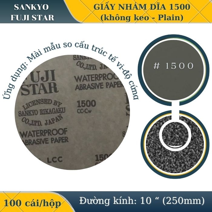 Giấy nhám dĩa 1500 10” (Không có keo-Plain) Sankyo – Nhật Bản