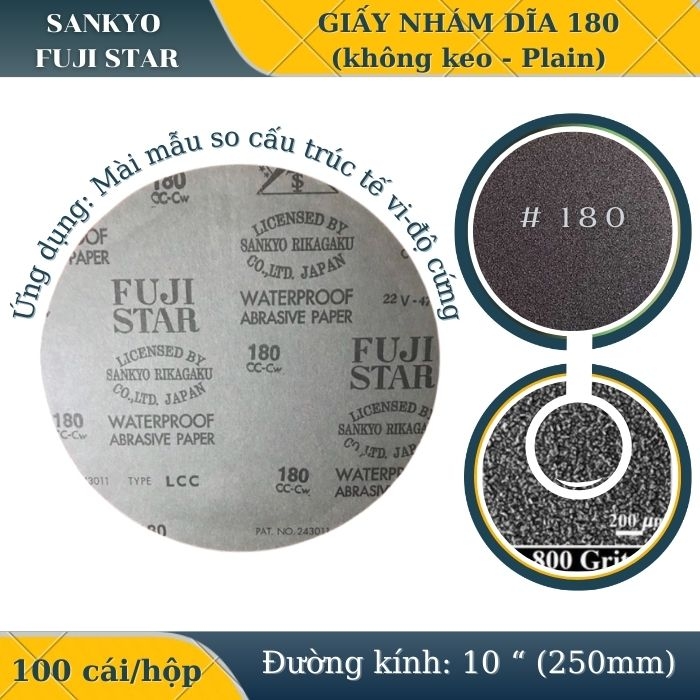 Giấy nhám dĩa 180 10” (Không có keo-Plain) Sankyo – Nhật Bản