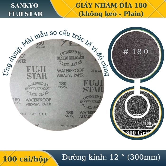 Giấy nhám dĩa 180 12” (Không có keo-Plain) Sankyo – Nhật Bản