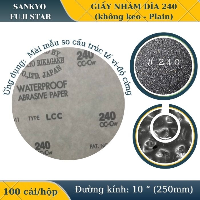 Giấy nhám dĩa 240 10” (Không có keo-Plain) Sankyo – Nhật Bản