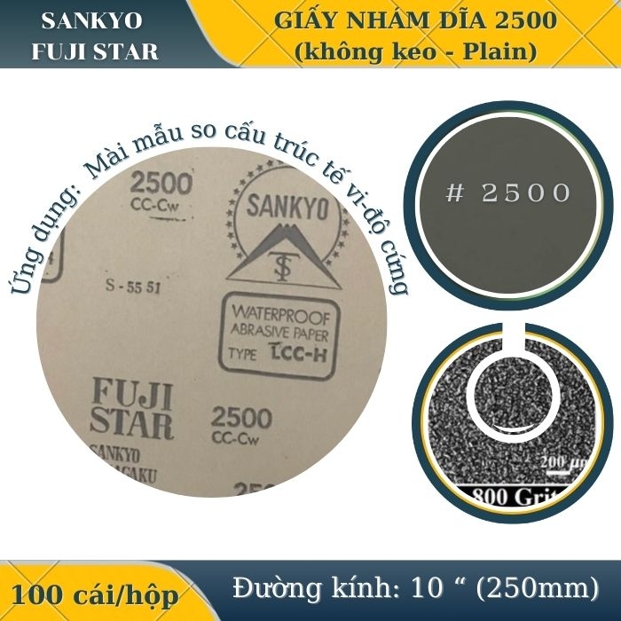 Giấy nhám dĩa 2500 10” (Không có keo-Plain) Sankyo – Nhật Bản