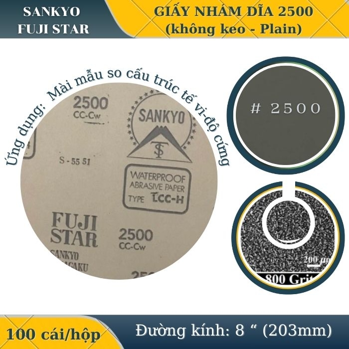 Giấy nhám dĩa 2500 8” (Không có keo-Plain) Sankyo – Nhật Bản