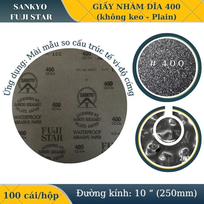 Giấy nhám dĩa 400 10” (Không có keo-Plain) Sankyo – Nhật Bản