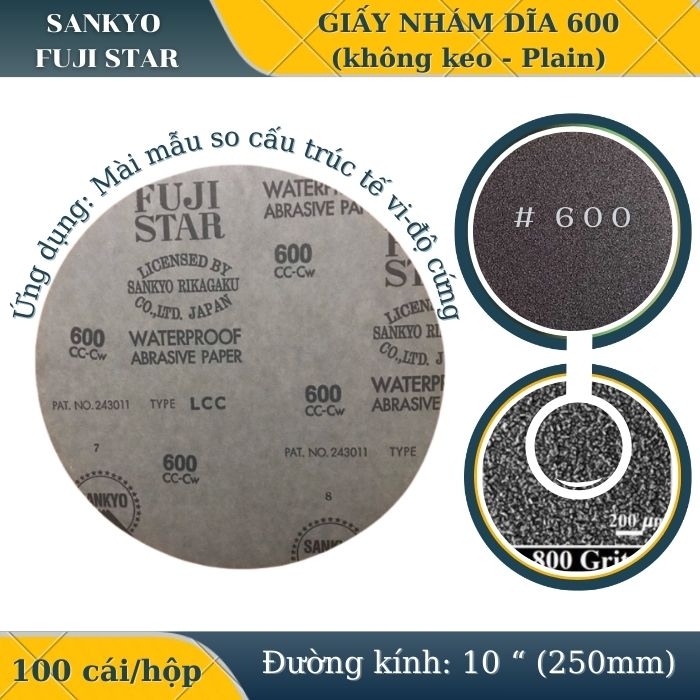 Giấy nhám dĩa 600 10” (Không có keo-Plain) Sankyo – Nhật Bản