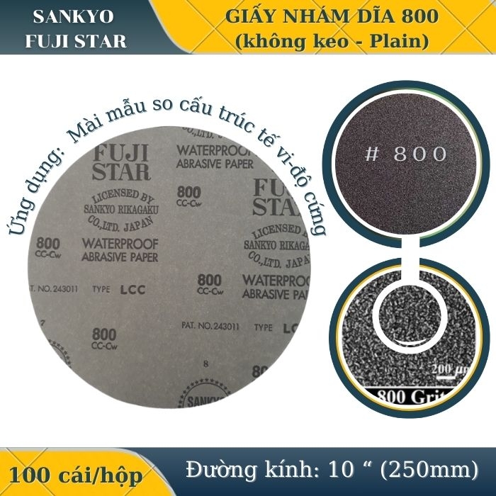 Giấy nhám dĩa 800 10” (Không có keo-Plain) Sankyo – Nhật Bản